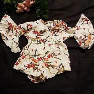 Flower Print Shorty Romper